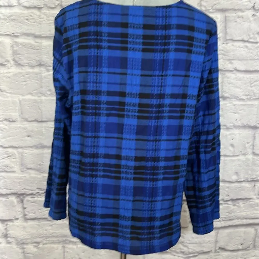 Habitat Blue Plaid Comfy Casual Blouse